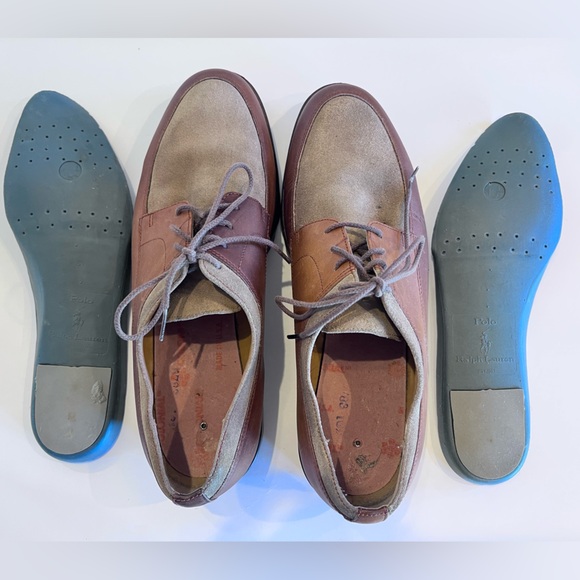 Polo Ralph Lauren Vintage Men's Brown and Tan Oxfords Sz 10 1/2 - Picture 13 of 16